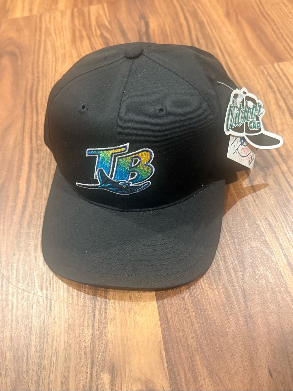 Vintage 90s Tampa Bay Devil Rays Snapback Hat Black MLB Deadstock NWT